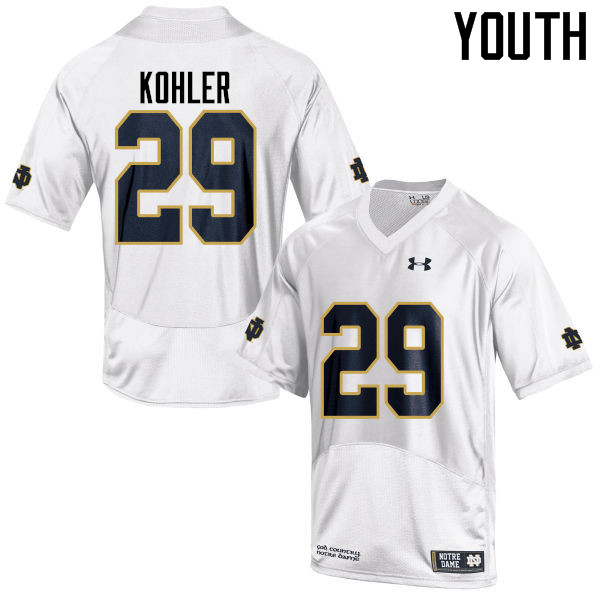 Youth NCAA Notre Dame Fighting Irish #29 Sam Kohler Stitched College Under Armour Authentic White Football Jersey UR10F68OK